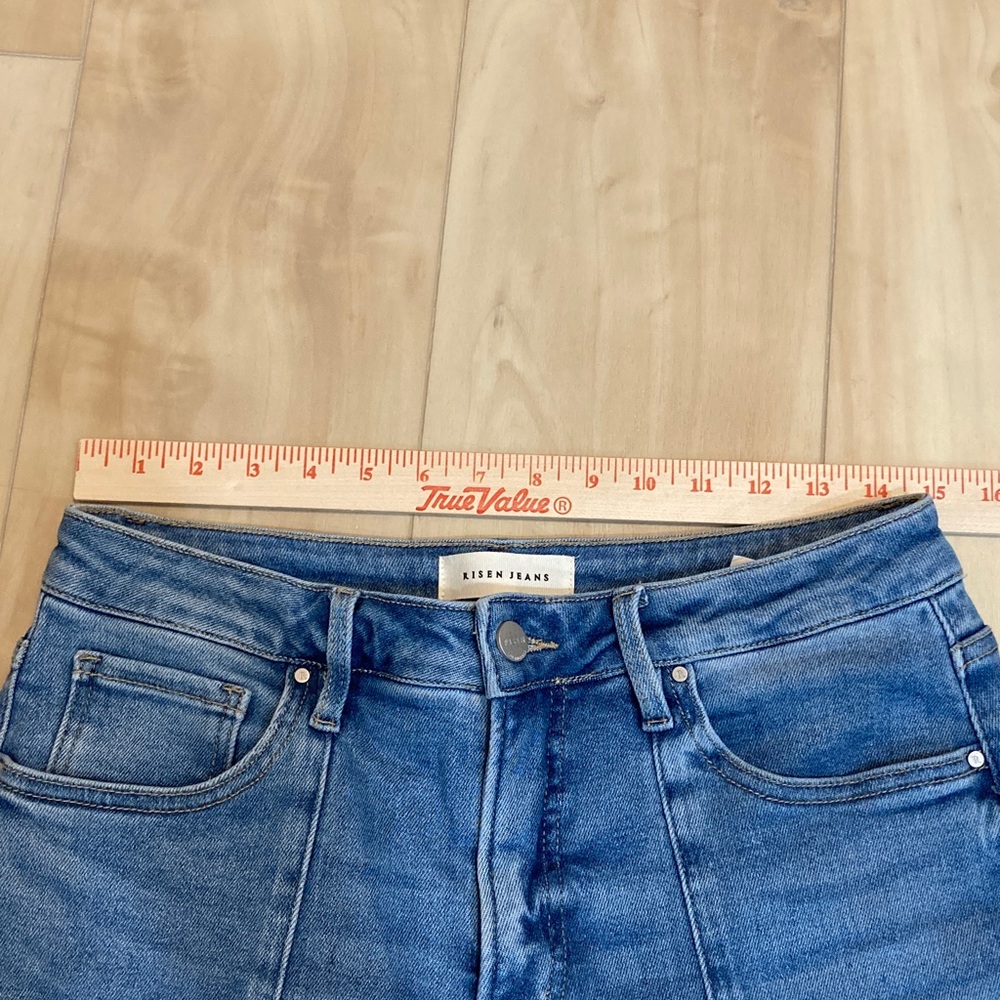 Risen mid rise tummy control split wide leg crop jeans - Picture 12 of 15
